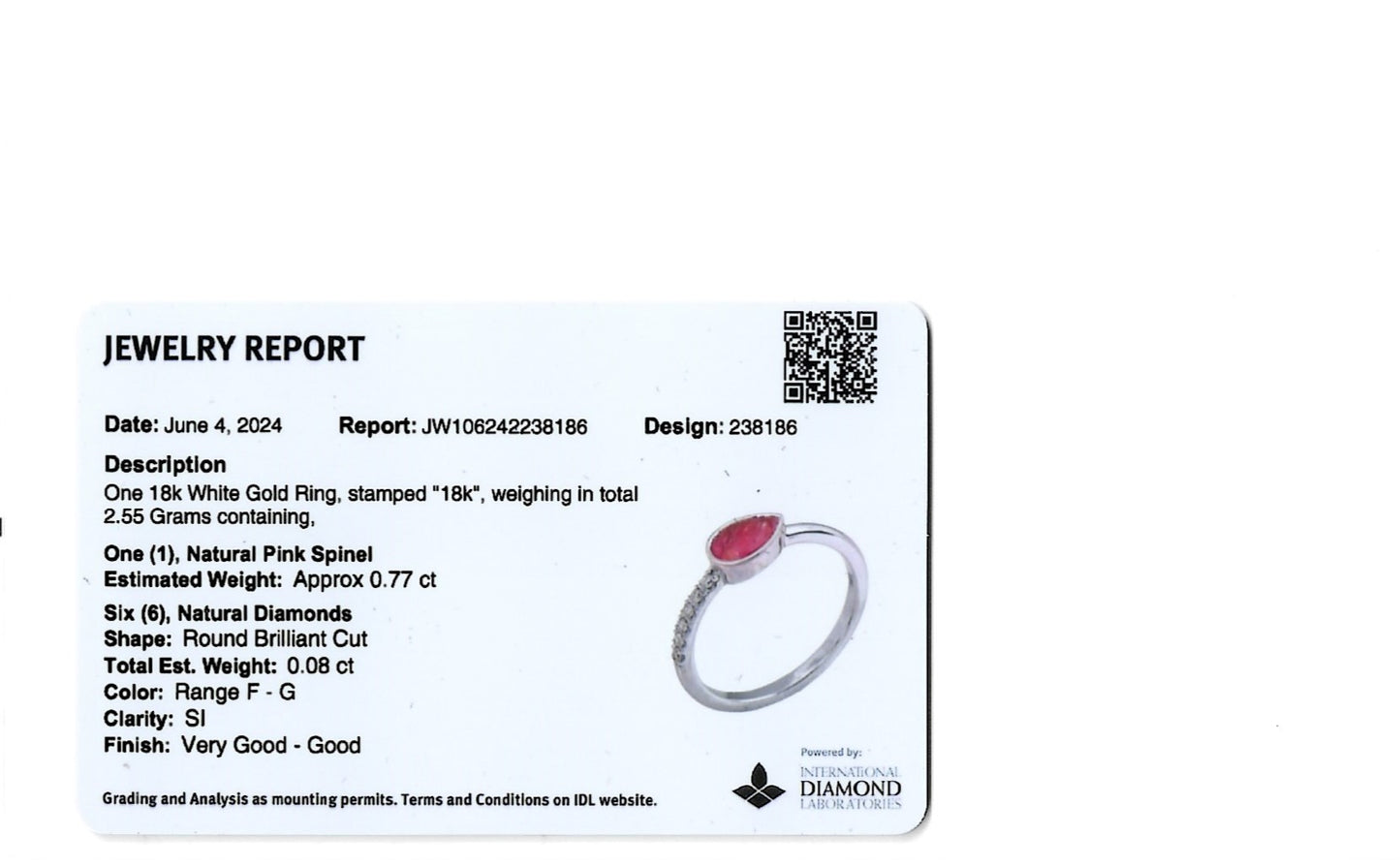 Ring with Spinel Mahenge 0.77 ct and diamonds