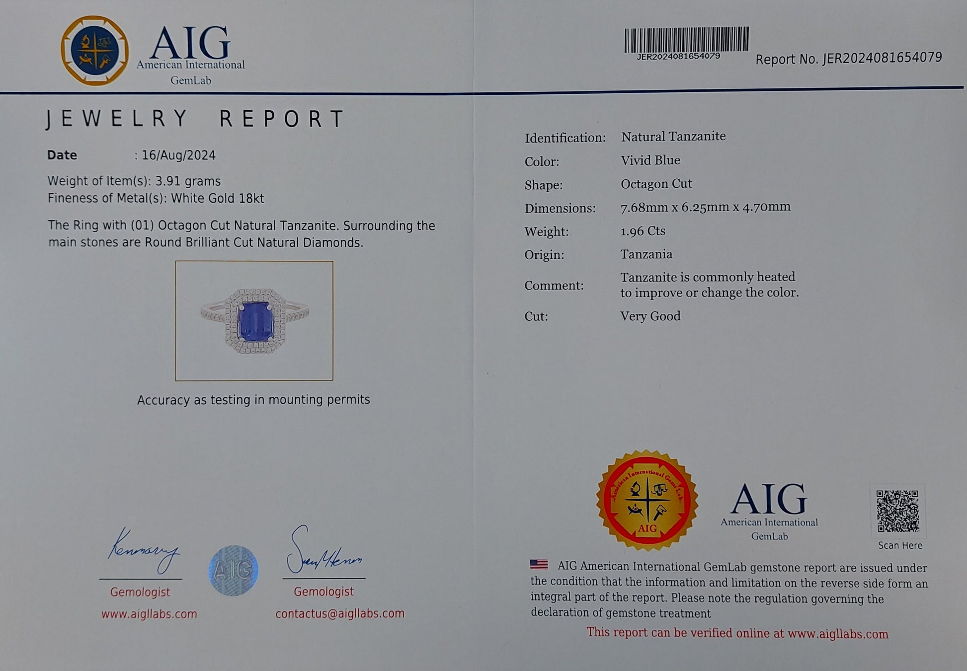 Tanzanite Diamond Ring