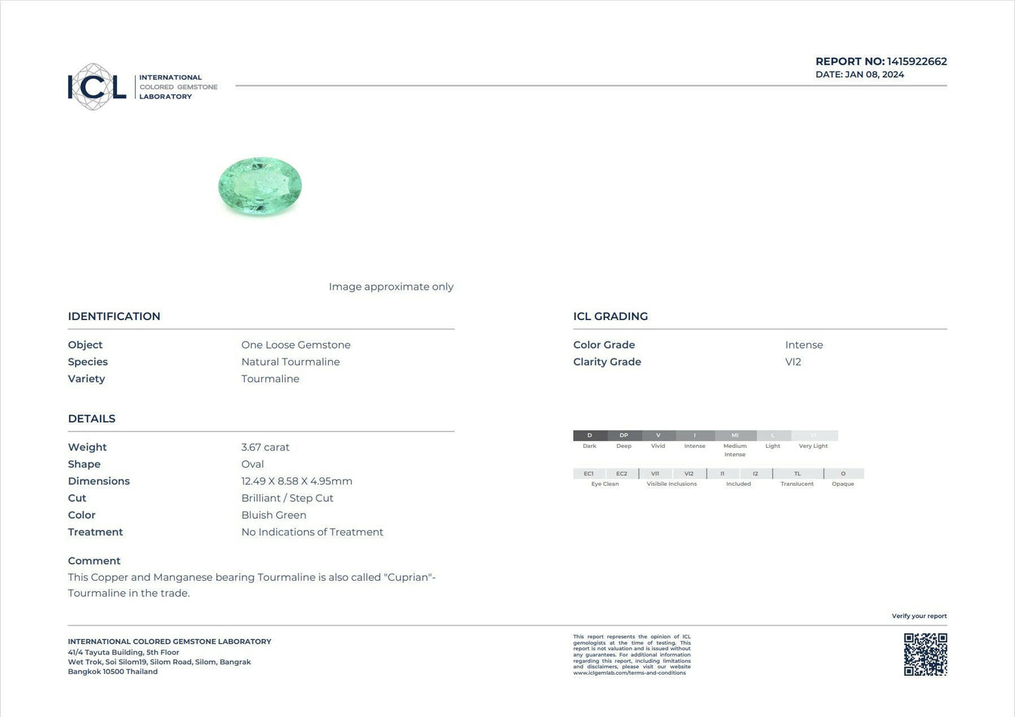 Cuprian-Tourmaline Neon 3.67