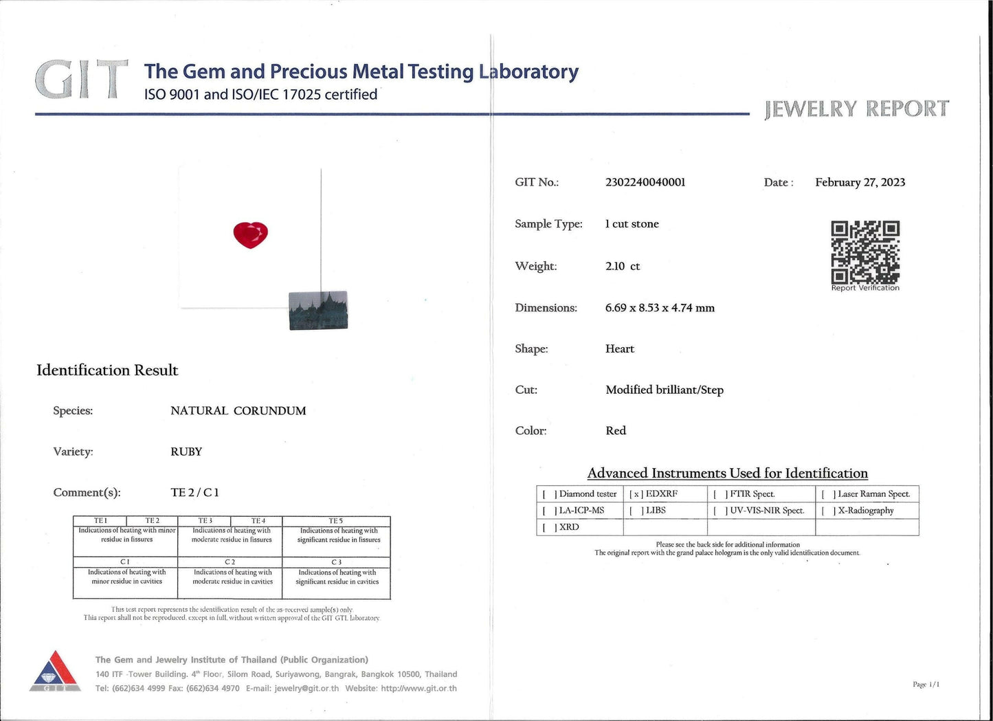 Ruby Pigeon's Blood 2.10, Burma